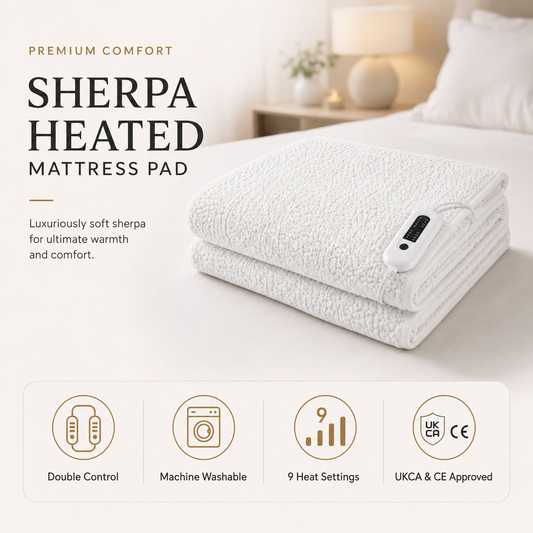 KiriHome sherpa heated mattress pad premium electric underblanket with dual controller
