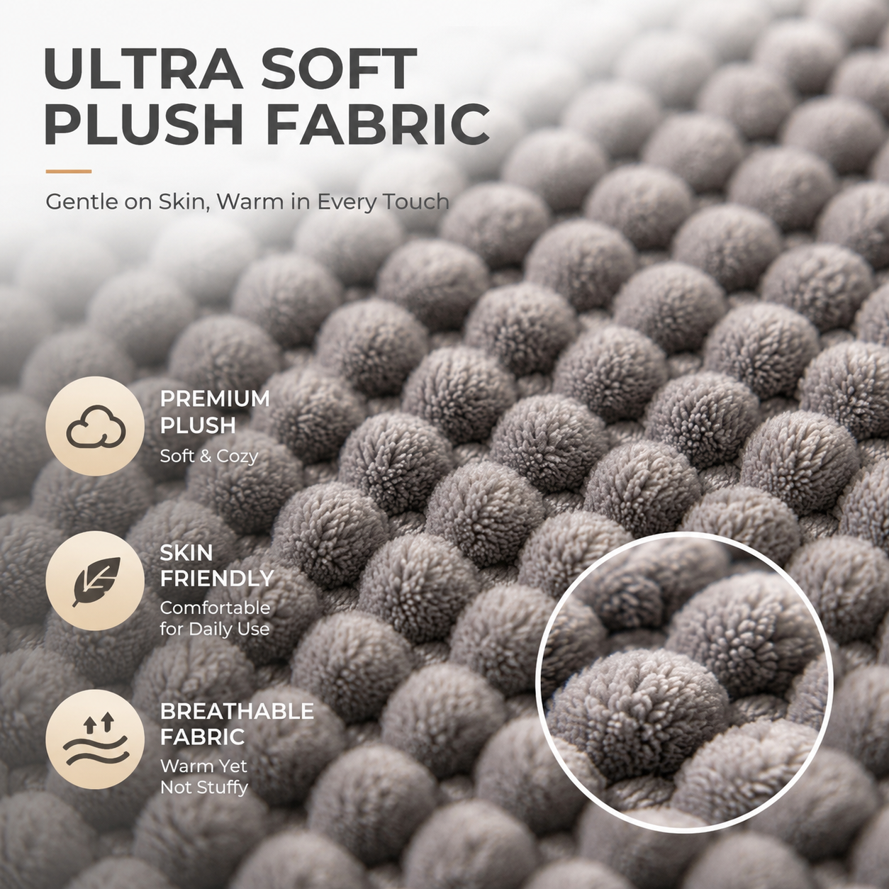 Close-up of KiriHome heating pad ultra-soft fleece fabric texture
