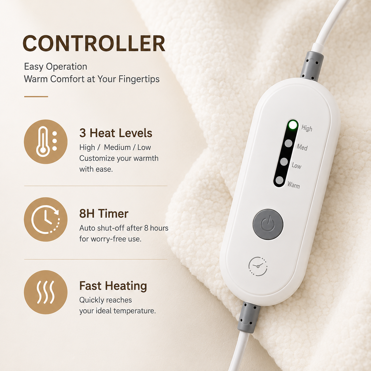 KiriHome heated mattress pad smart digital temperature controller with timer function
